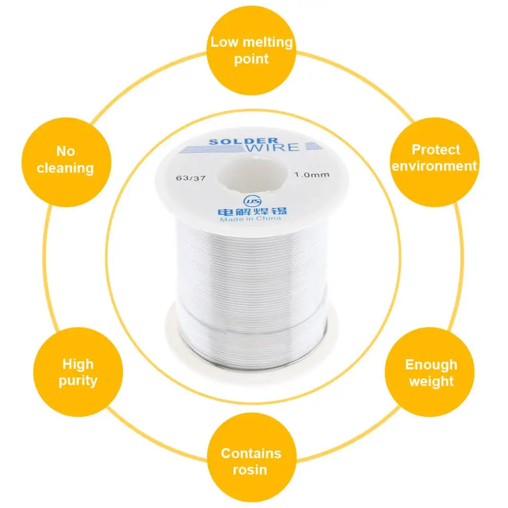 Оловянная проволочная катушка с неочищенным канифольным ядром 63/37 200 г 1 0 мм