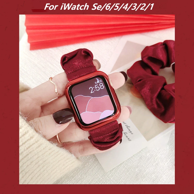 

Scrunchie Elastic Straps for Apple Watch Band Series 6 SE 5 4 3 2 1 38mm 40mm 42mm 44mm to iwatch Ladies hair Watchband Bracelet