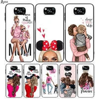 Black Cover Hot Mom and Baby Girl for Xiaomi Mix Poco NFC CC9 CC9E Pro Phone Case
