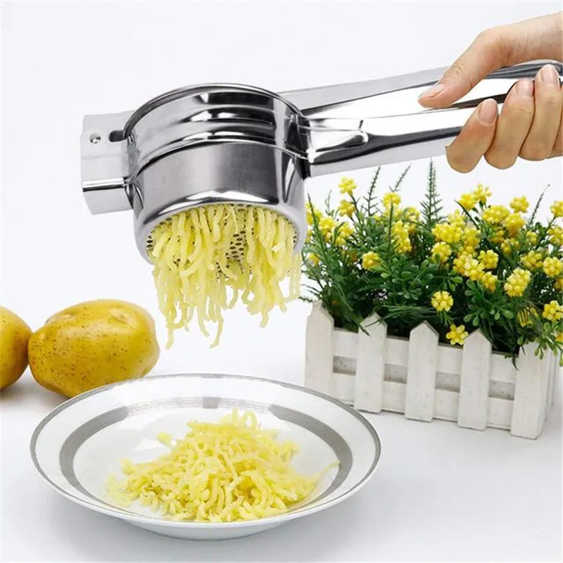 

Stainless Steel Potato Ricer with 3 Interchangeable Fineness Discs Fruit Vegetable Tools Press Crusher Kitchen Tools