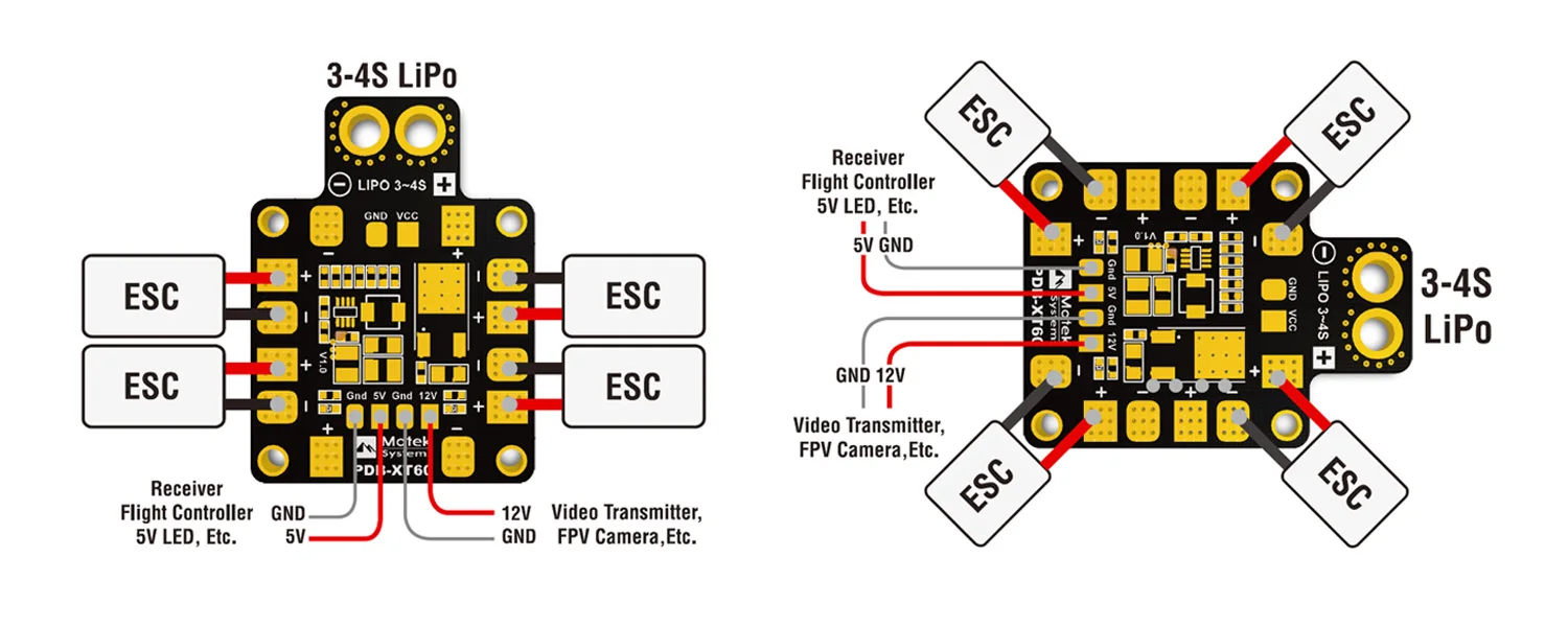 MATEK PDB-XT60 W/ BEC 5V &amp 12V распределительная плата 3-4S/3-6S для RC FPV Racing Freestyle 4S/6S дроны