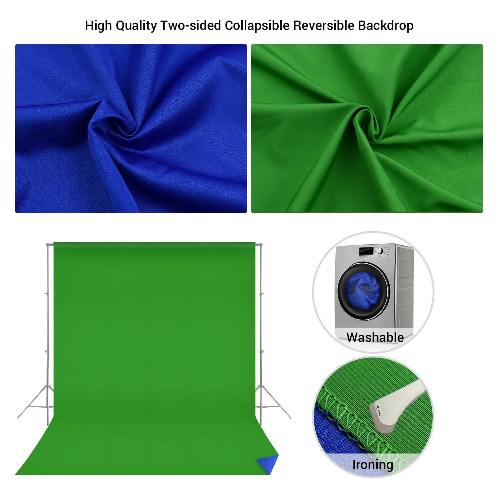 

CZ Andoer 6.6*9.8ft/2*3Meters Bi-Color Photography Backdrop Background Polyester-Cotton w/ 3*Backdrop Clamps for Studio Photo