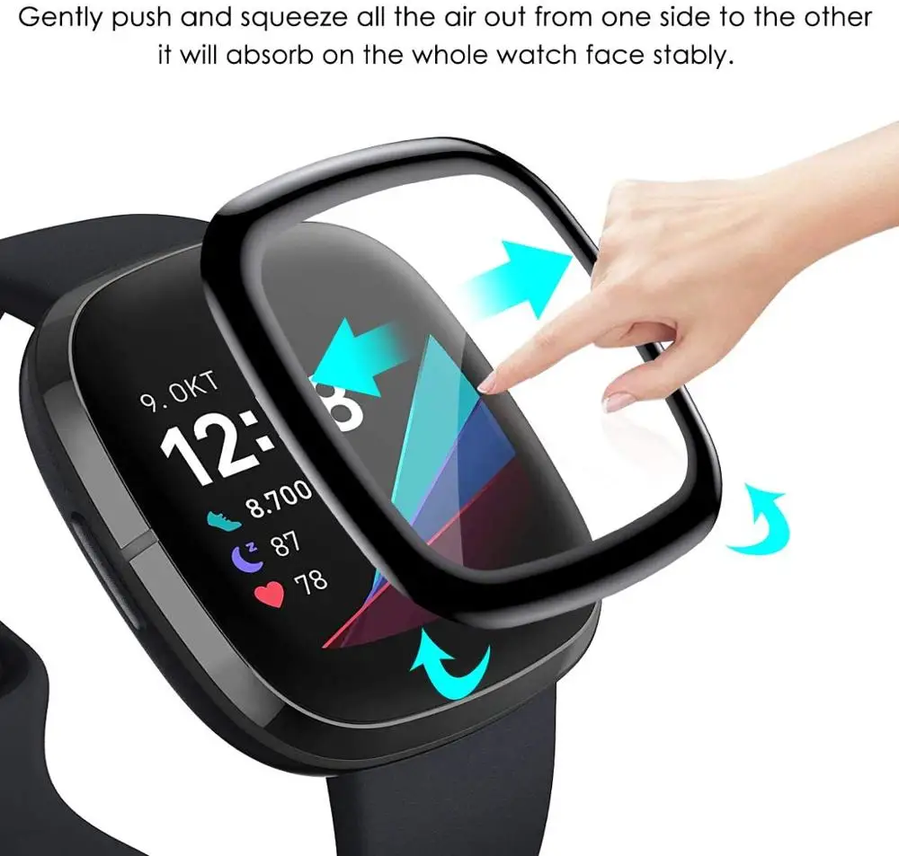 3 шт 3D изогнутый полный защитный экран для Fitbit Sense/Fitbit Versa 2020 Гибкая HD пузырьковая