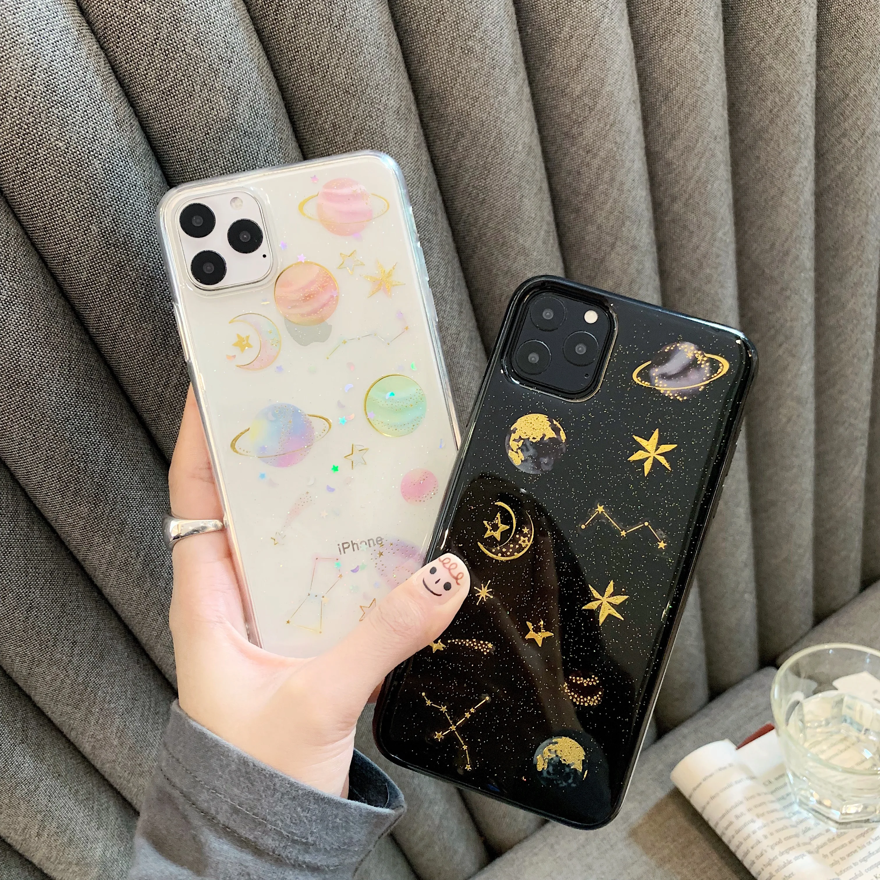 Прозрачный чехол для телефона с планетами звездами кометами iphone 11 11pro Max XS X XR
