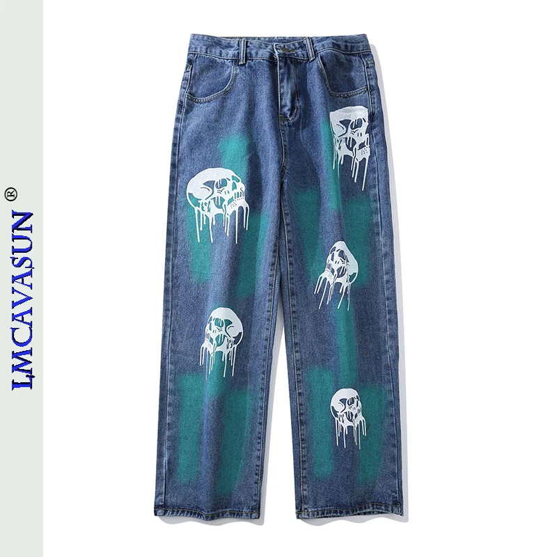 

Джинсы в стиле четырех сезонов, прямые брюки с принтом граффити, уличная одежда в стиле хип-хоп, брюки с широкими штанинами для мужчин и женщ...