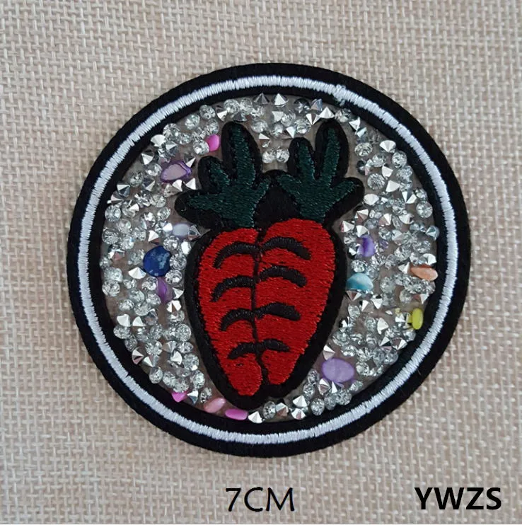 Новинка 10 штук Овощные вышитые стразами нашивки на гладильной поверхности DIY Мотив Апликация украшение для одежды и сумок.