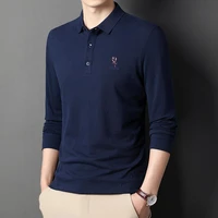 2022 autumn new mens polo shirt fashion korean youth cotton lapel mens long sleeve t shirt bottomed shirt