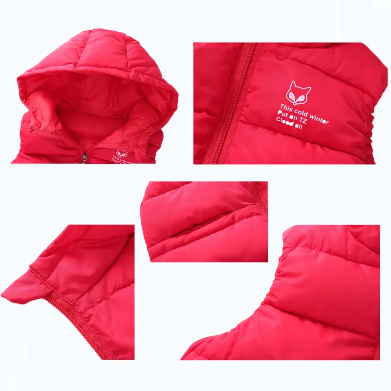 

Fashion Children Down Vest Girls Hooded Jacket Winter Waistcoats Boy Baby Autumn Outerwear Coats Vests Kids Warm Clothes