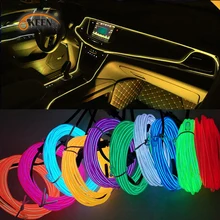 Okeen 1m/2m/3m/5m Neon LED Car Interior Lighting Strips Auto LED Strip Garland EL Wire Rope Car Decorative lamp Flexible Tube
