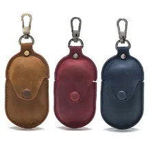 Luxury Genuine Leather Case for Samsung Galaxy Buds+ Plus Headset Cases for Galaxy Buds Protective Charging Box with Keychain