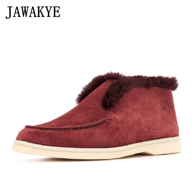 Новинка Женские зимние ботинки из натуральной шерсти Зимняя обувь на плоской