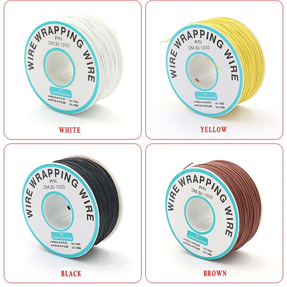 250 м 30 AWG ПВХ оберточный провод 10 цветов оловянный медный Электрический кабель для