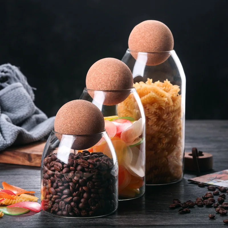 Borosilicate Transparent Lead-Free Glass Sealed Can Storage Tank Grains Jar Creative Cork Tea Containers | Дом и сад