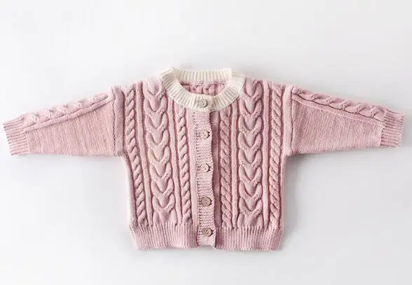 83013 Pink Теплый кардиган-пальто свитер для девочек г. Осень-зима, кардиган для маленьких девочек, Свитера трикотажная верхняя одежда, пальто - Цвет: 83013 Pink
