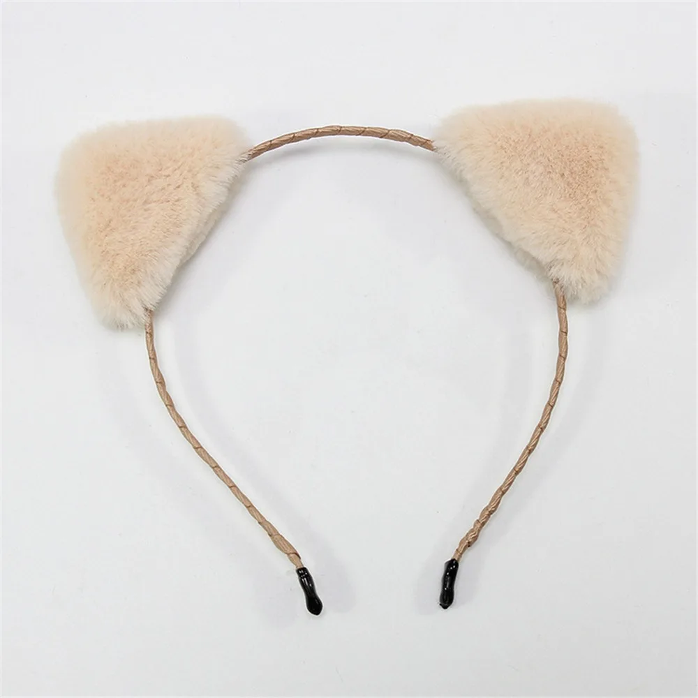 Cat Ears - Beige Сладкий корейский стиль кошачьи уши шарики плюшевый ободок Девушки Женщины Прекрасный ободок для волос обруч для дня рождения использовать аксессуары для волос - Цвет: Cat Ears - Beige