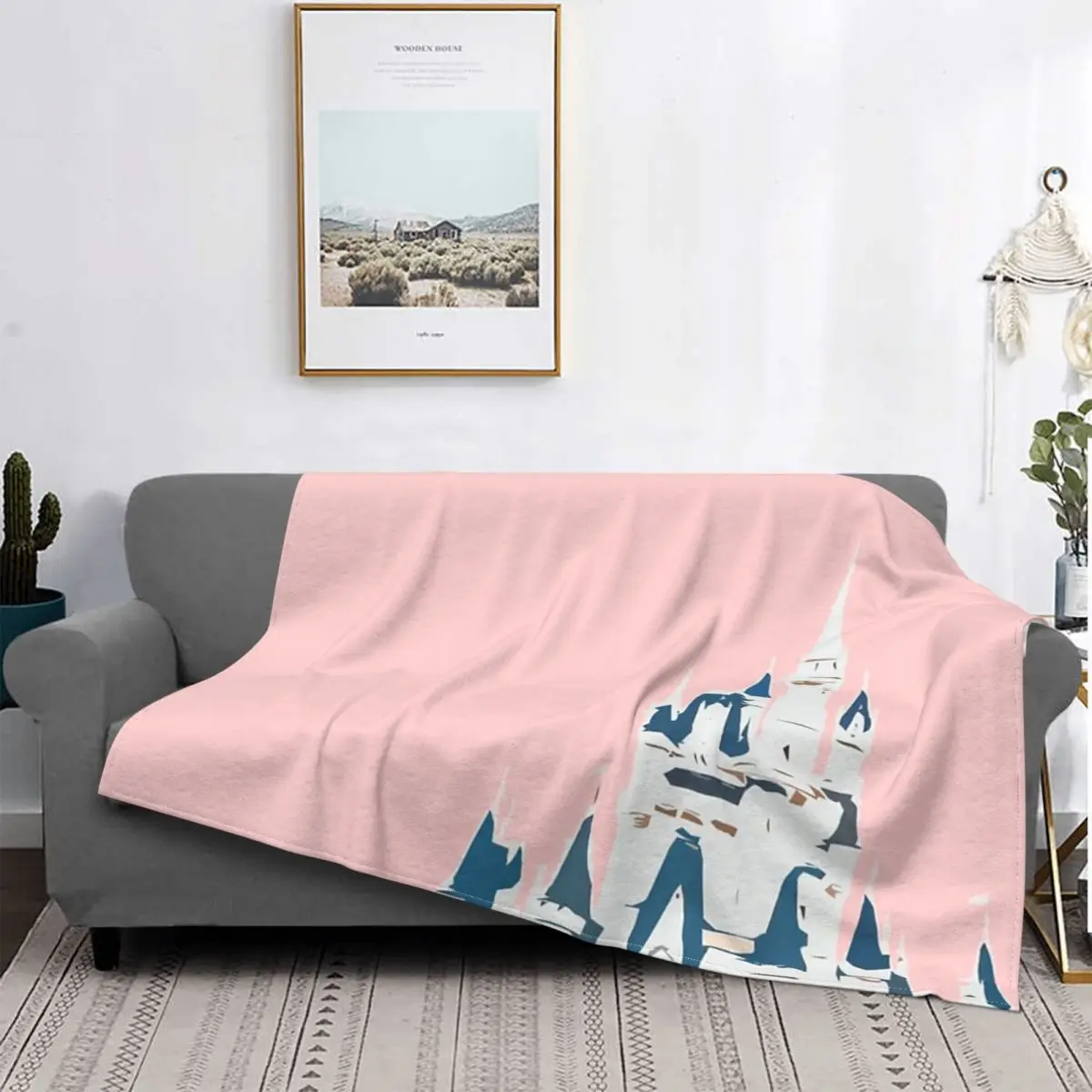 

Manta de Castillo rosa, colcha de cama, edredones a cuadros, toalla de playa, manta de lana, fundas de cama de invierno