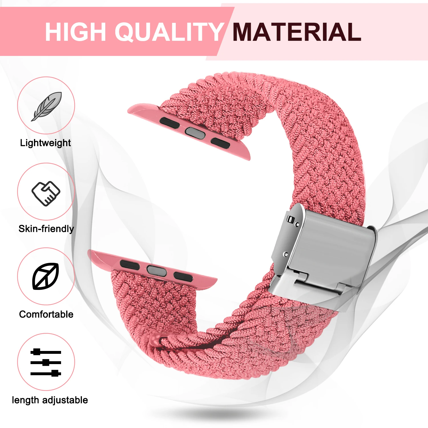 Sport Solo Loop Strap for Apple Watch 6 Band 44mm 40mm - Nylon Wristband Bracelet - Adjustable Braided Watchband - Accessories image 3