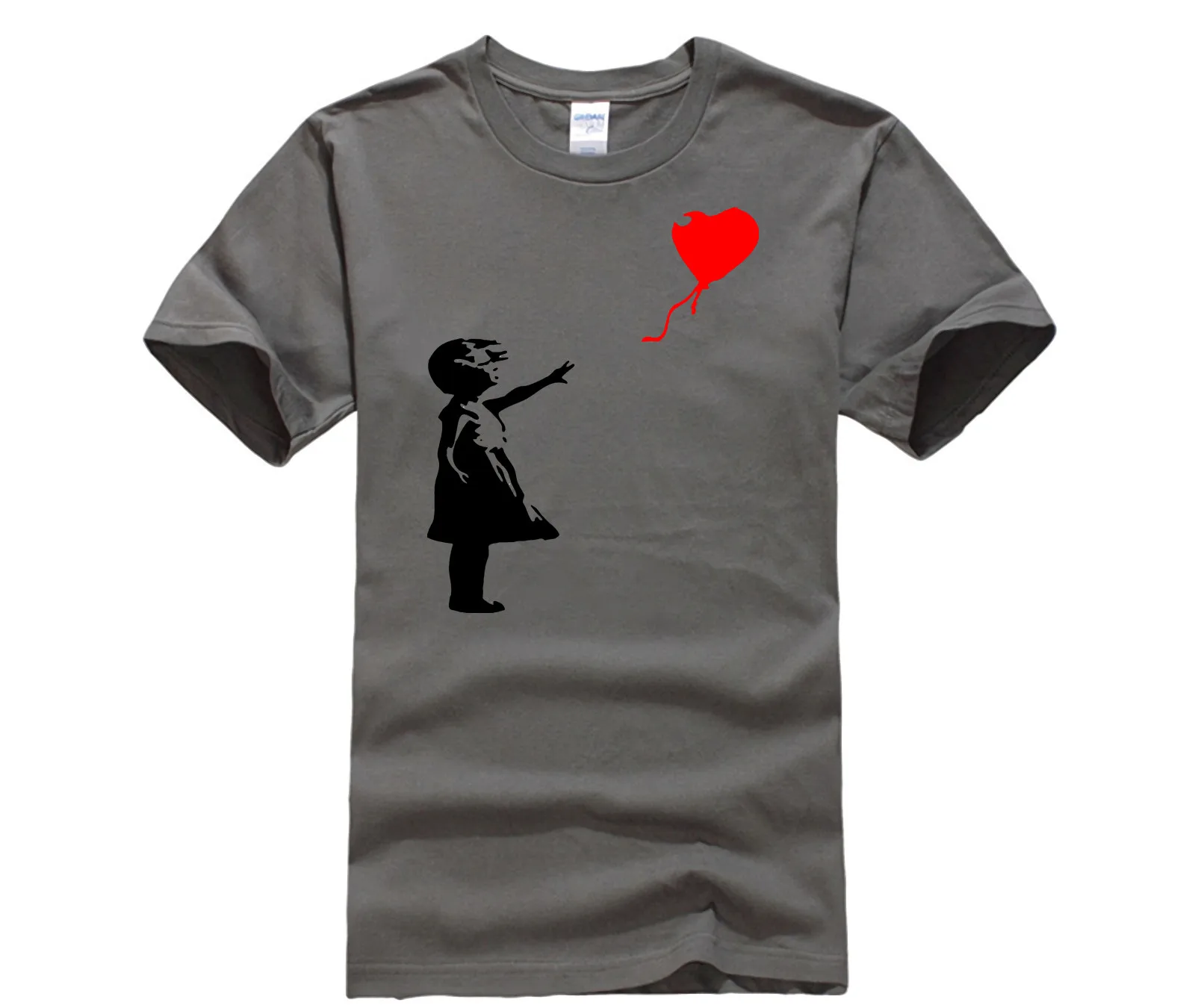 Banksy мальчик с воздушным шаром принт человек футболка модал повседневные