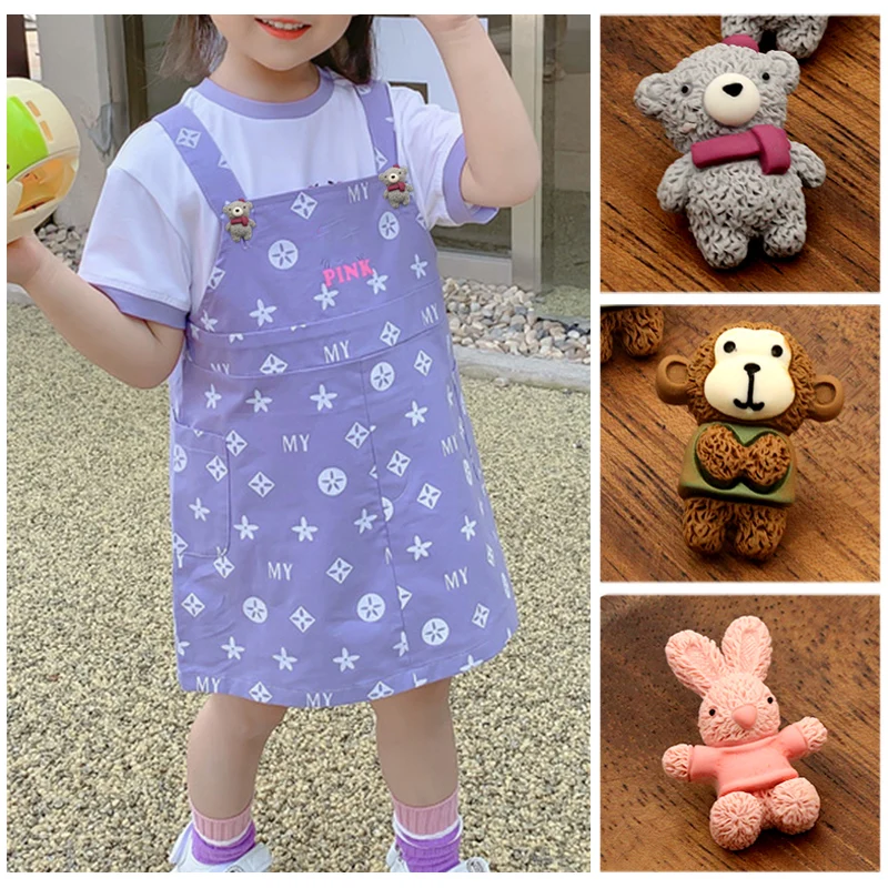 6 шт Кролик Медведь Корова Обезьяна прекрасный детский Декор кнопки для одежды