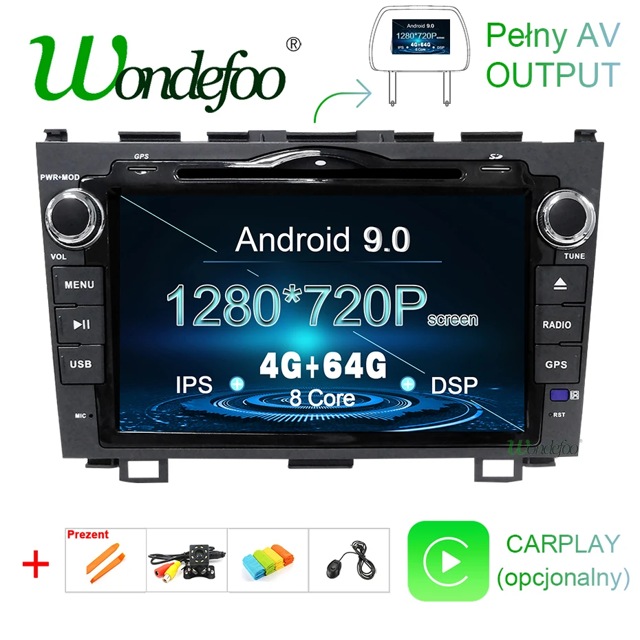 DSP ips экран HD 4G Android 9,0 AV выход автомобильный DVD плеер для CRV CR-V gps навигация Радио мультимедийный плеер стерео