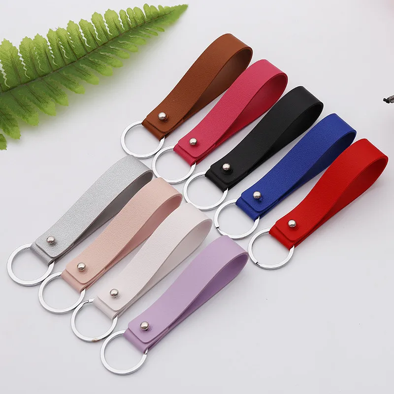 

1.9*12.6cm PU Leather Keychain Women Jewelry Accessories Fashion Simple Car Key Holder Chain Keyring