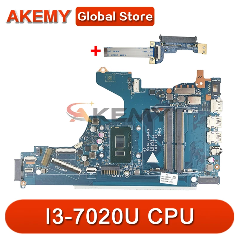 

Для HP 15-DA 15-DA0076nr материнская плата портативного компьютера с SR3LD I3-7020U L20373-001 L20373-601 EPK50 LA-G07EP DDR4 100% тестирование Быстрая доставка