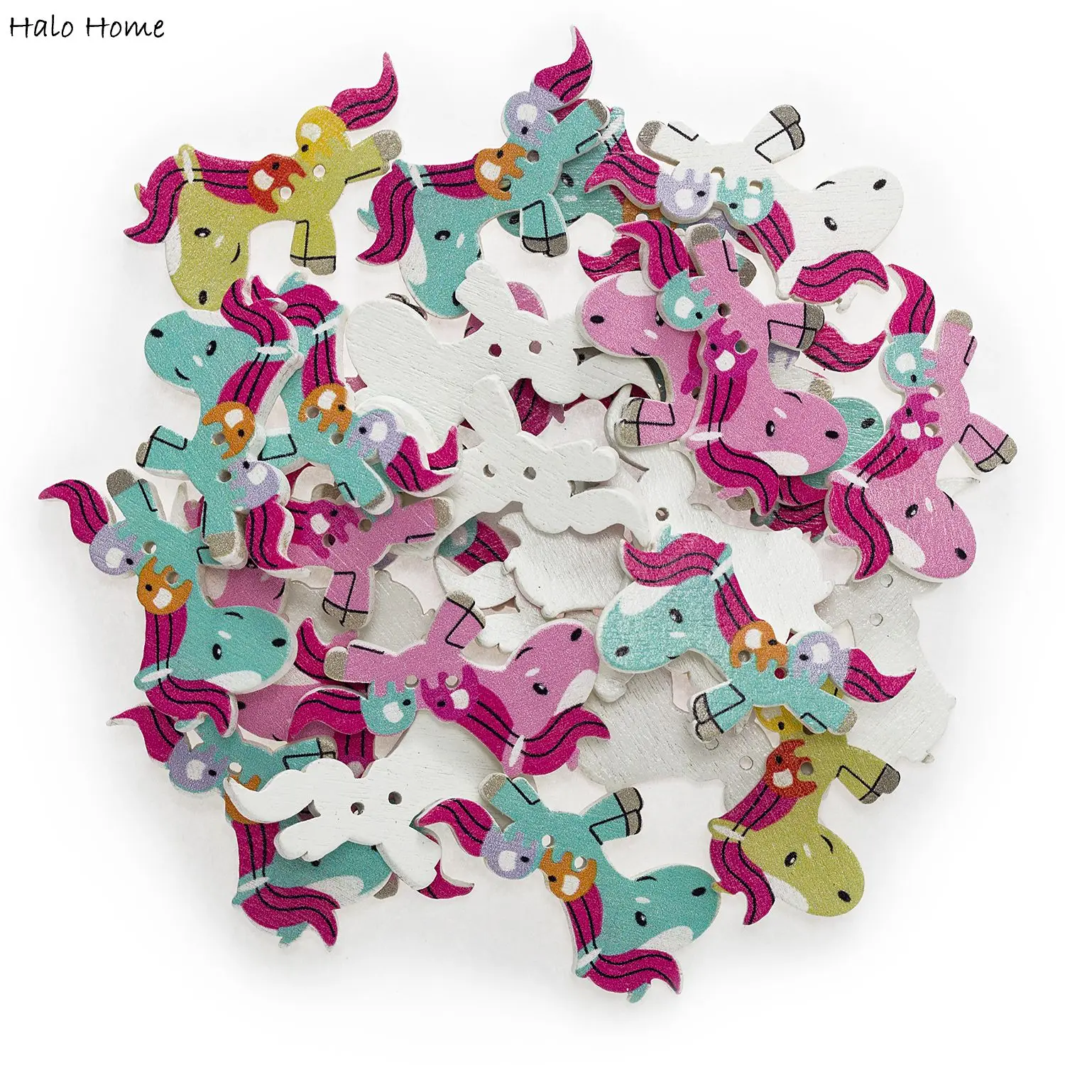 30 шт. Лошадь Единорога из мультфильма серии с деревянными пуговицами пошитые