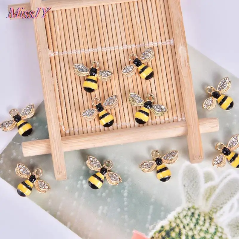 10 шт./компл. подвески с эмалью кристаллом Пчелой и медом | Украшения аксессуары
