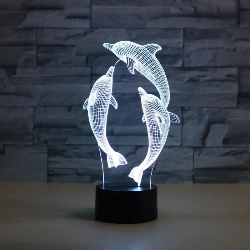

Creative 3D LED Night Light Dolphin Series Colorful 16 Color Change Remote Acrylic Light Home Decoration LED Downlight