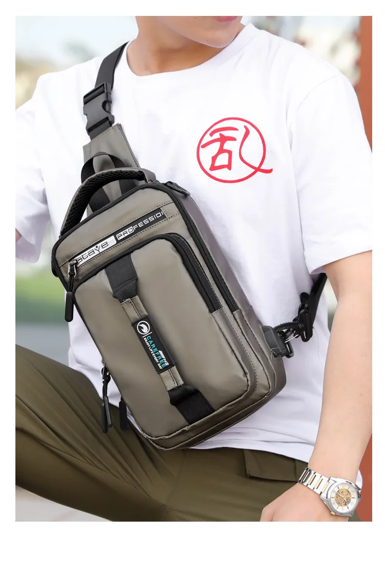 OZUKO New Multifunction Crossbody Bag for Men Chest Pack Sling&Double Shoulder Bag Male Waterproof Short Trip Messenger Bag