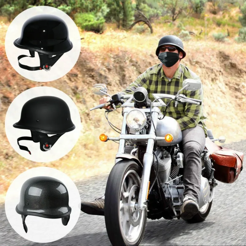 

Motorcycle Helmet German Leather Style Half Face Helmets Cruise Chopper Biker Pilot Goggles M L XL Motocross casco capacete DOT