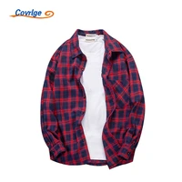 covrlge mens shirts new casual cotton comfortable long sleeve breathable daily personality lattice button clothing mcl310