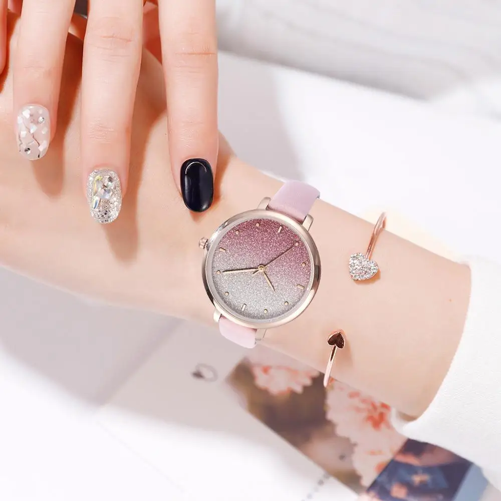 Женские Элегантные часы в винтажном стиле градиентные пляжные дизайнерские