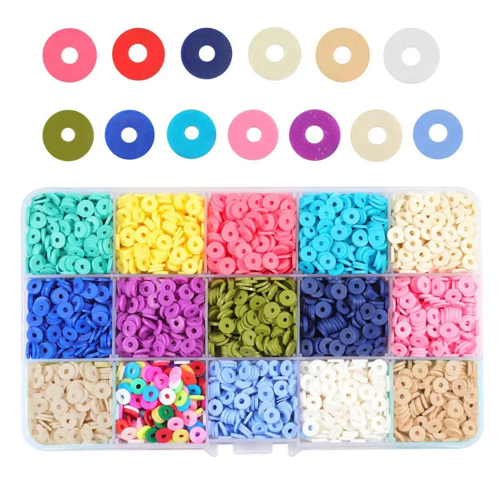 

Apx 40-3600pc 4 5 6mm Flat Round Polymer Clay Beads Chip Disk Loose Spacer Beads For DIY Jewelry Making Bracelet Finding