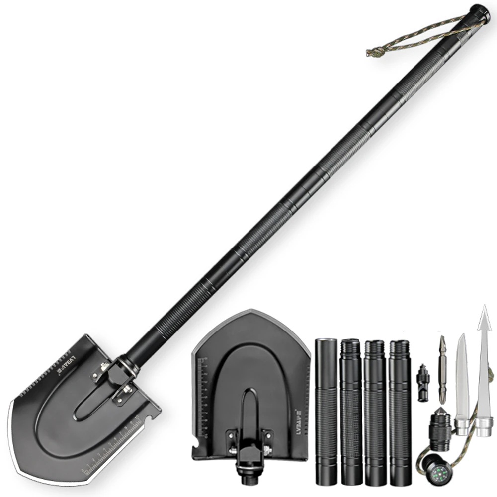 

97cm Multi-function Folding Shovel Outdoor Garden Fishing Tools Wilderness Survival Equipment multifunct shovel with bag