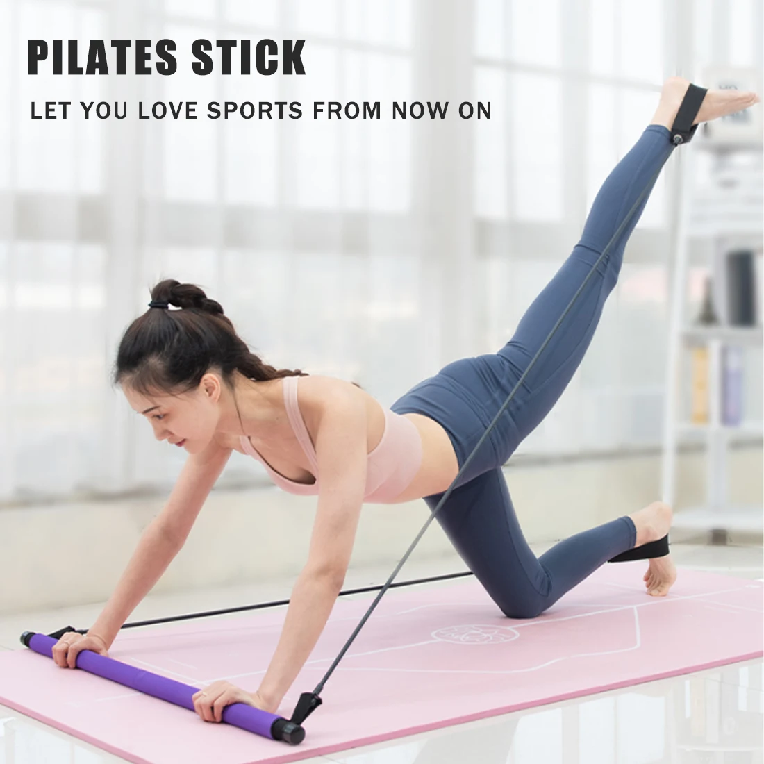 

Thicken Pilates Exercise Stick Toning Body Abdominal Resistance Bands Rope Puller Bar Fitness Home Yoga Gym Body Workout