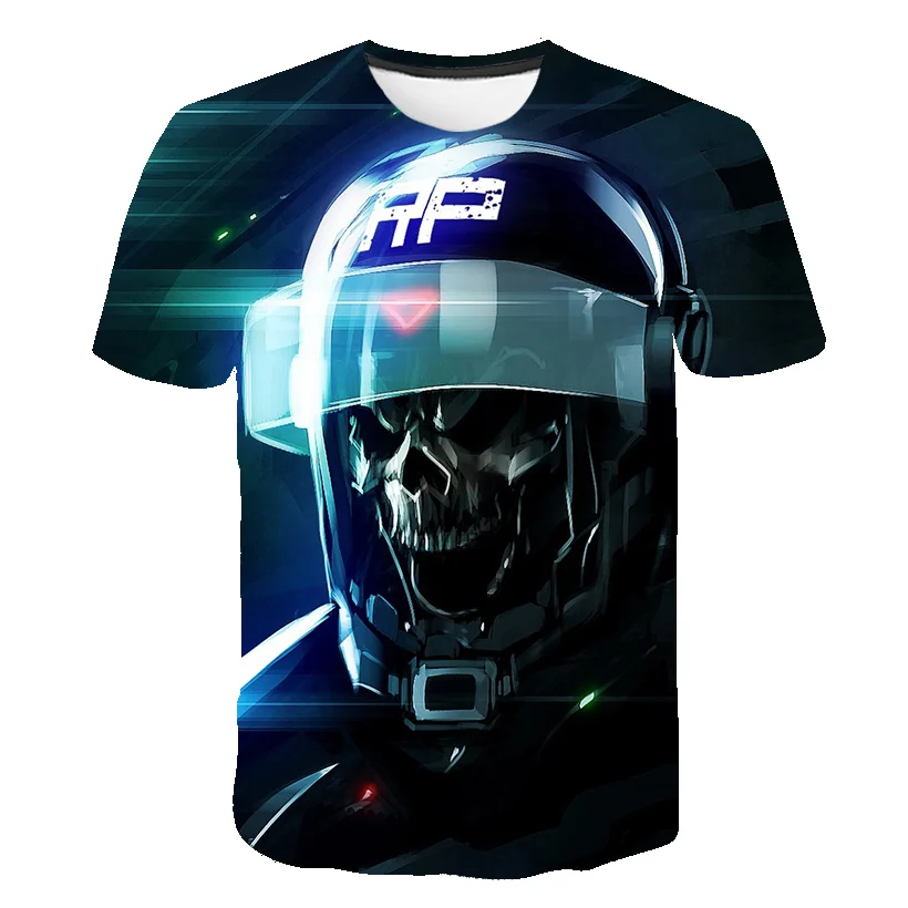 

2020 New 3D skull t-shirt Punk t shirt for Men Printed Casual Tshirt O Neck Hip Hop Short Sleeve funny mens clothing camisas