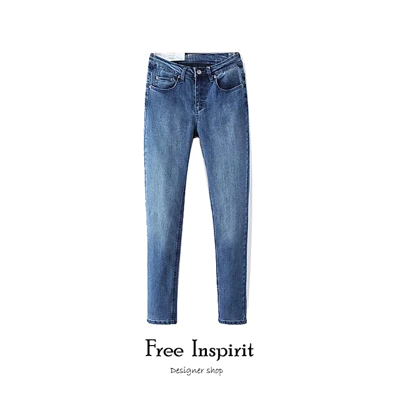 New Fashion Casual Spring Summer Trouses Navy Blue Black Lady Comfortable Leggings Full Length Pencil Pants Womens Jeans |