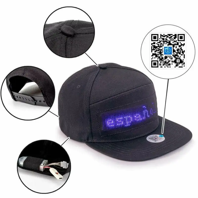 Унисекс мужские женские анимационные светодиодсветодиодный сообщения Кепка в