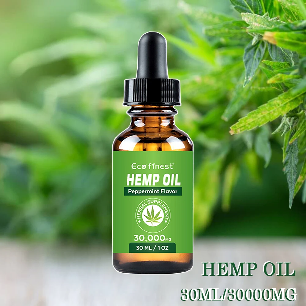 

30ML Pure 30000mg Hemp essential Oil with CBD Material effective for relief body pain anti-anxiety and sleep better enrich omega