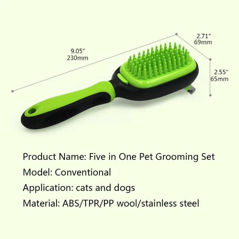 

Cat Brush 5 in 1 Pet Grooming Kit Deshedding Slicker Comb for Undercoat Long/Short Haired Pets Dog Hair Remover