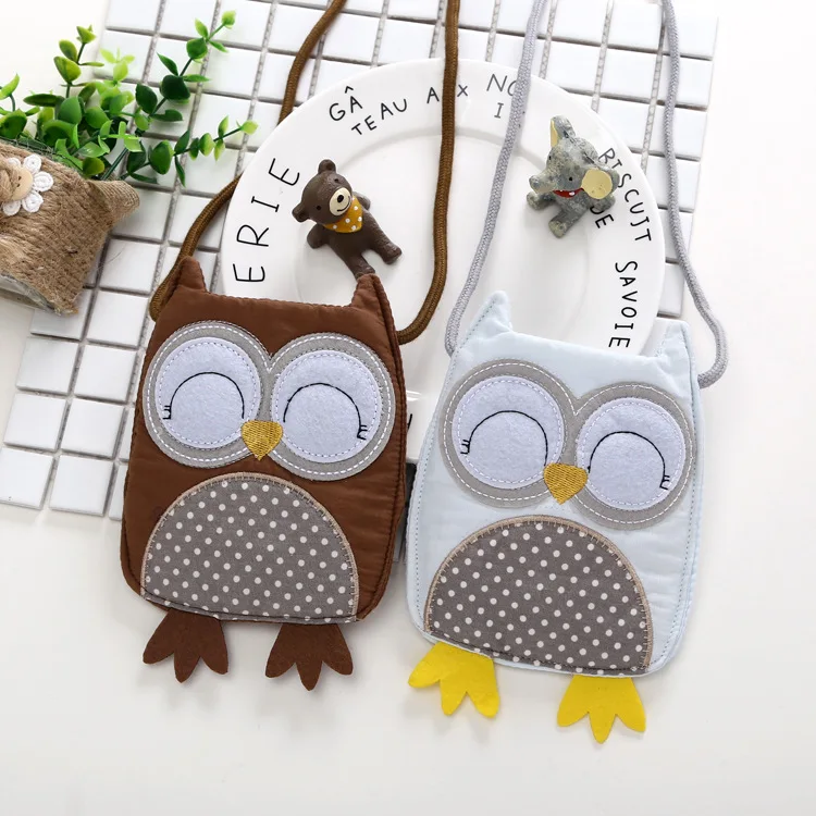 Милая сумка для девочек маленький кошелек монет ткань мультяшная милая сова на