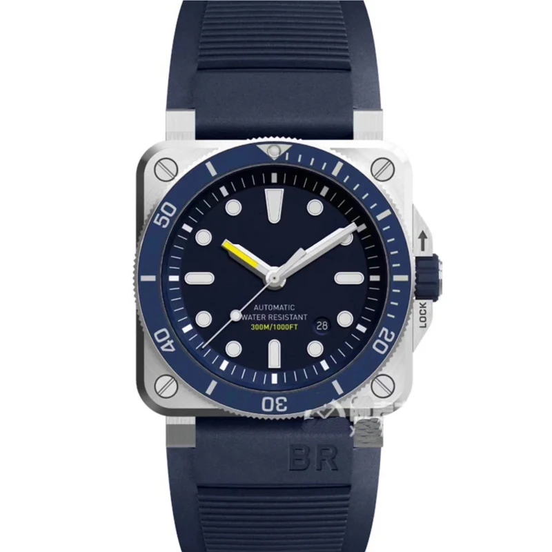 

2021 New Men Automatic Mechanical Ceramic Bezel Watch Bell Aviation Sport Dive Watches Black Blue Rubber Waterproof AAA+
