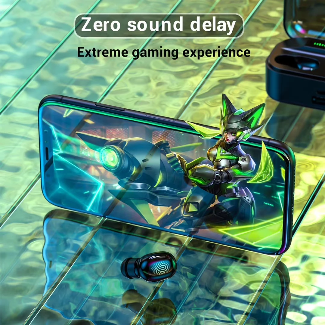 Беспроводные Bluetooth наушники с сенсорным управлением и светодиодным