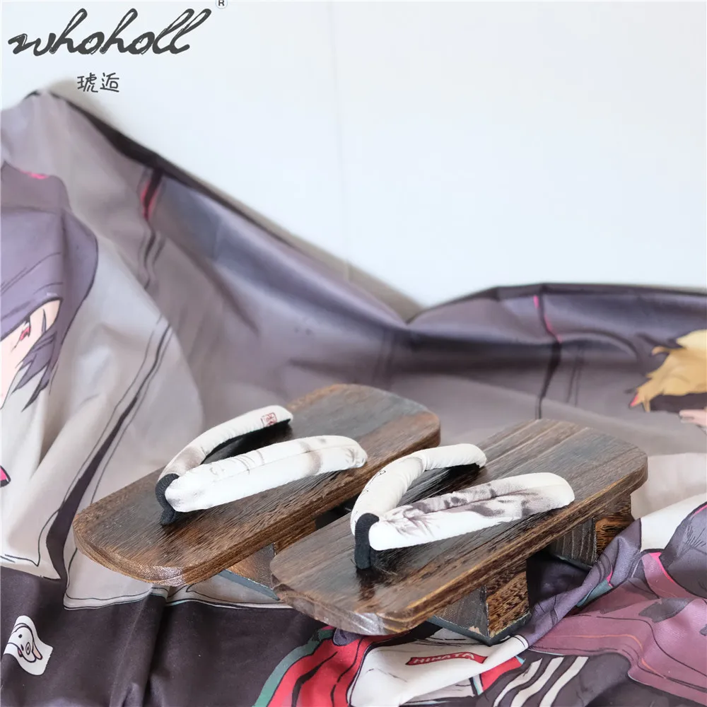 WHOHOLL  Japanese Samurai Clogs Shoes Man Women Unisex Geta Summer Slippers Two Teeth Platform Flip Flops Jiraiya Cosplay