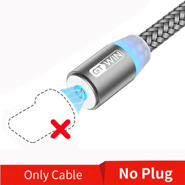 No plug only cable Магнитный Micro USB кабель GTWIN 2 м/3 м для iPhone xr Android, быстрая зарядка, Магнитный адаптер usb type C - Цвет: No plug only cable