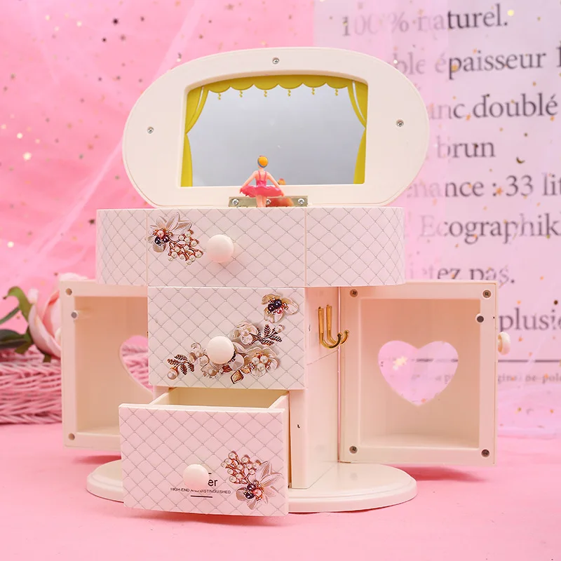 Lovely Music Jewelry Box Large Musical Box Christmas Gift Dancing Girls Rotating Music Box Multi-layer Jewelry Boxes hz-356