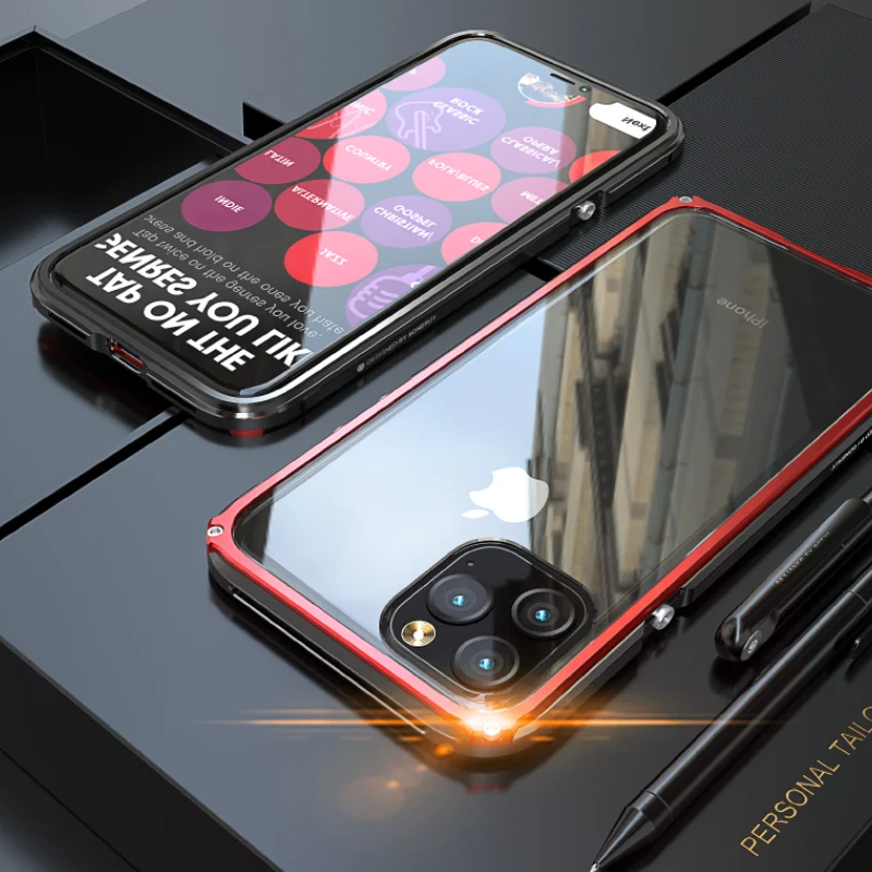 Black Red Броня металлический бампер противоударный чехол для iPhone 11 Pro Max чехол сверхмощный защитный чехол для iPhone 11 Pro чехол X XR XS Max - Цвет: Black Red