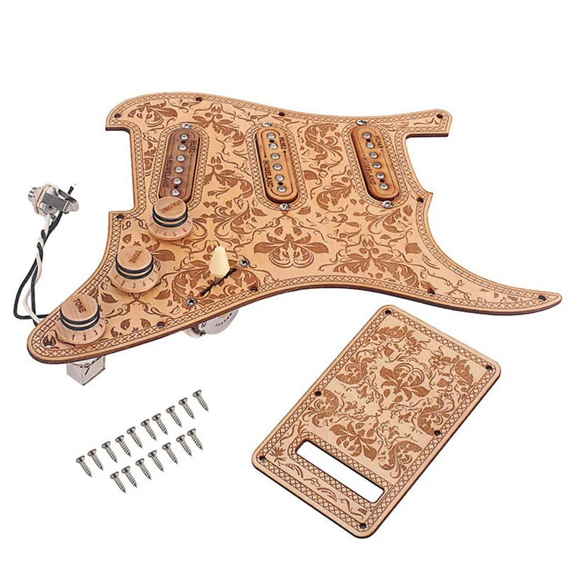 Hot HG-Prewired Loaded Pickguard Sss Pickups Scratch Plate With Back Cover Maple Wood For Strat St Electric Guitar Accessory | Спорт и