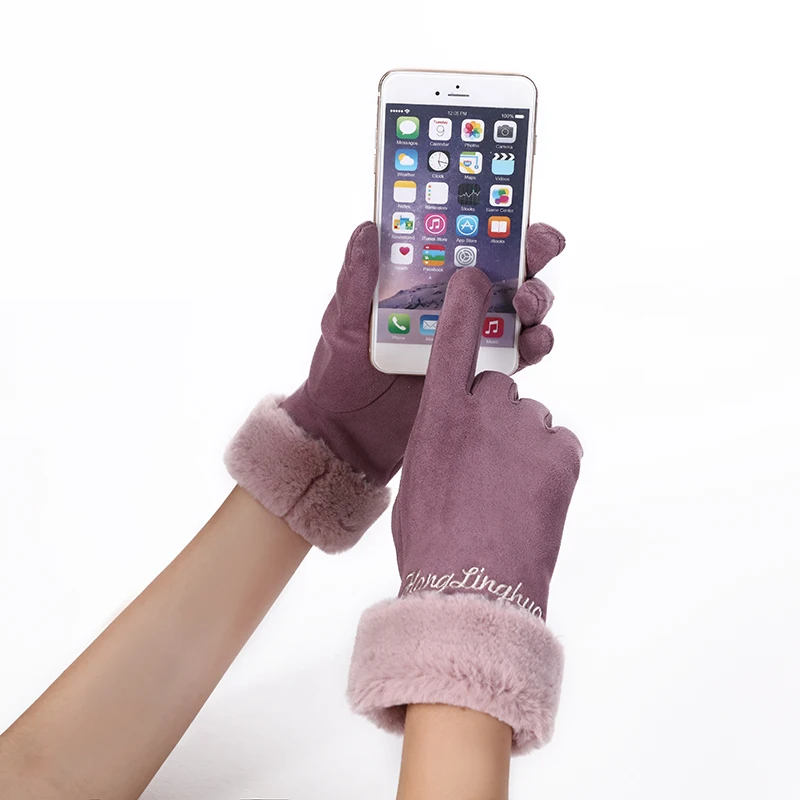 Теплые зимние женские кашемировые перчатки для сенсорного экрана длинные